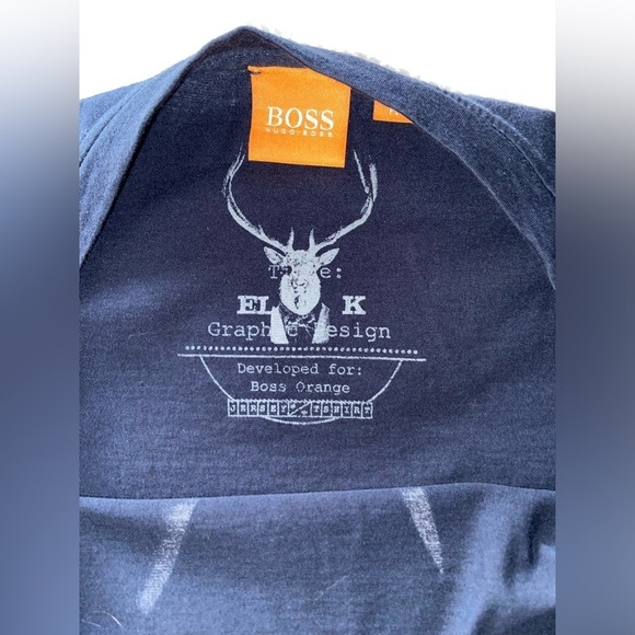 2/49$ Men’s HUGO BOSS Orange ELK Stag navy blue‎ T Shirt size XL - Picture 6 of 14